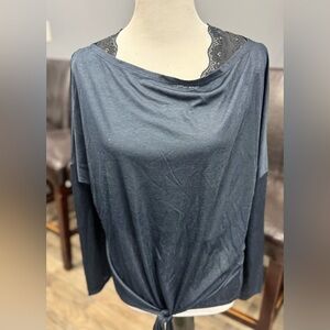 Women’s La MIEL Navy Shirt Ties NWT Light Weight Size Large